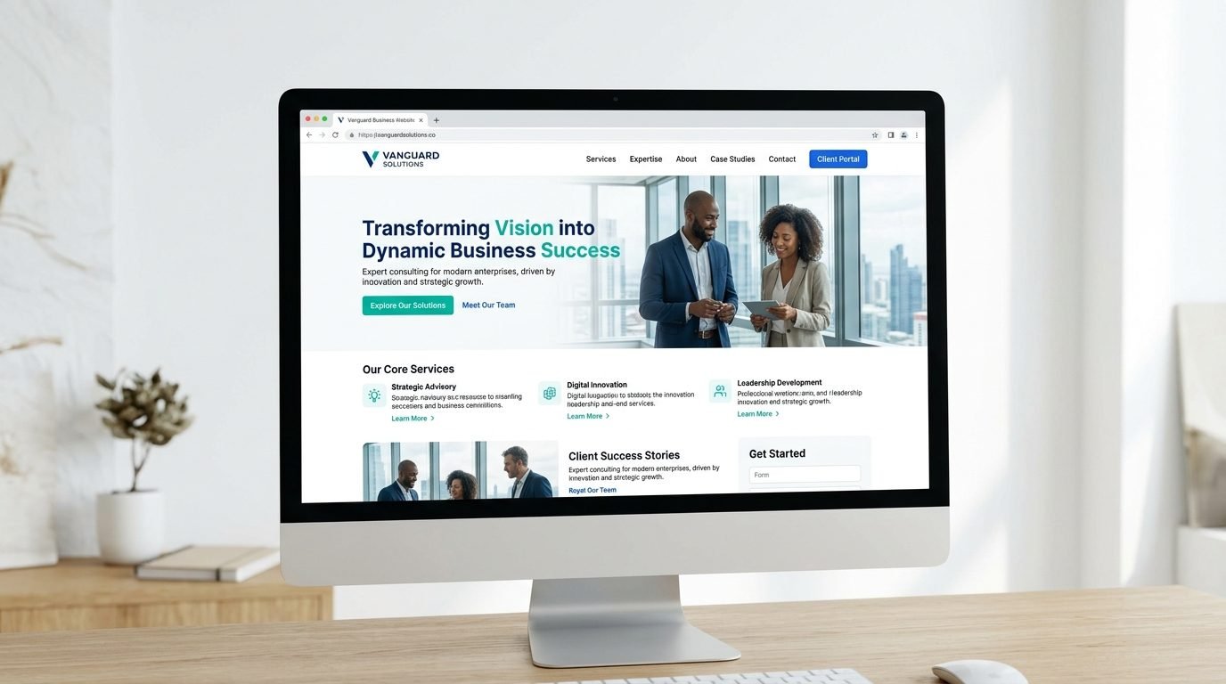 Premium website interface mockup with teal color scheme